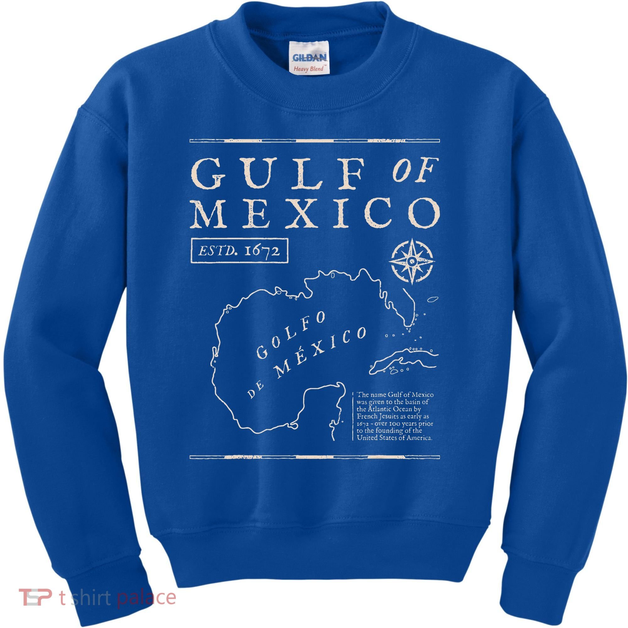 Gulf Of Mexico 1672 Historic Map Kids Sweatshirt