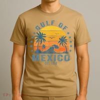 Gulf Of Mexico Est 1550 Retro Vintage Gulf Beach T-Shirt thumb 3