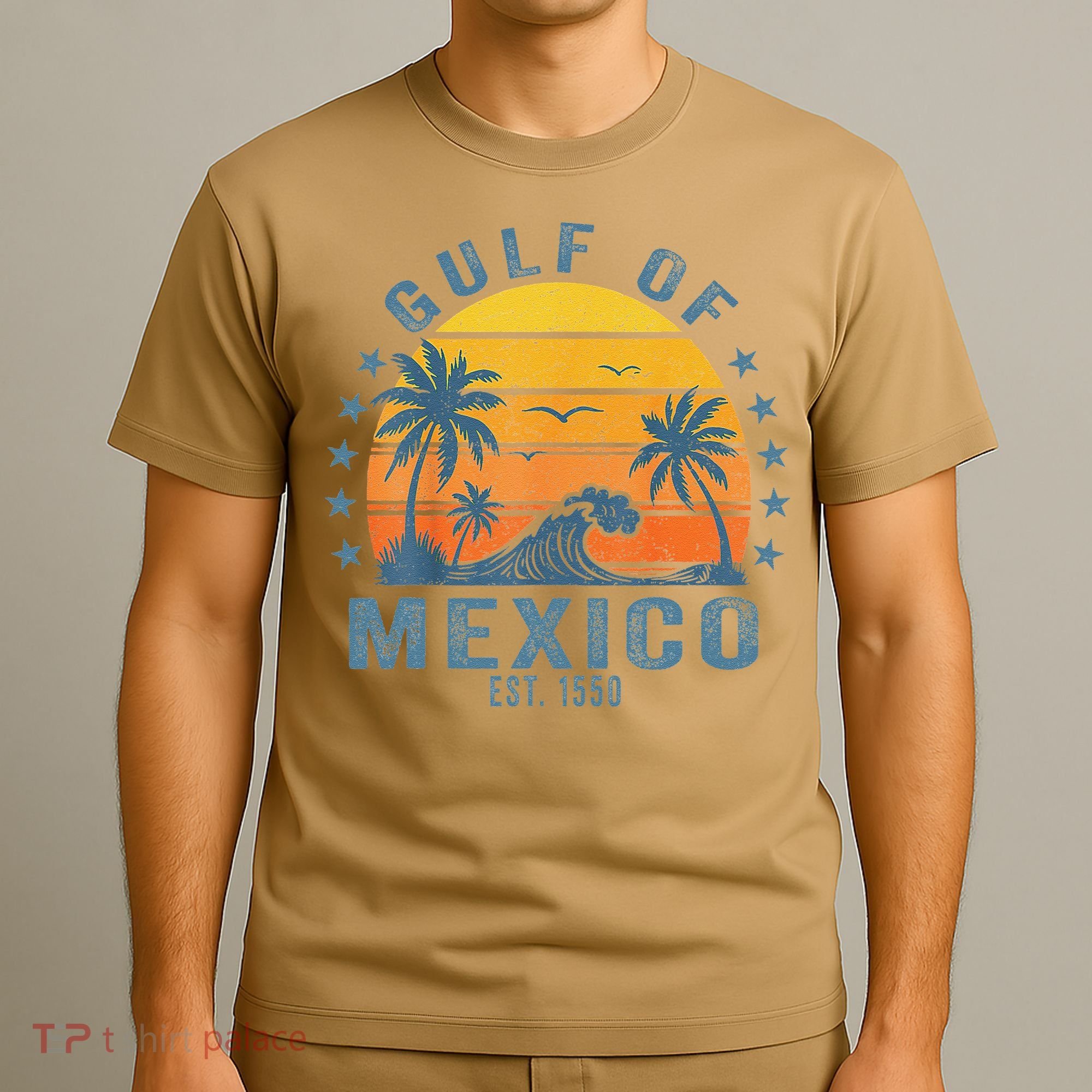 Gulf Of Mexico Est 1550 Retro Vintage Gulf Beach T-Shirt