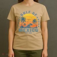 Gulf Of Mexico Est 1550 Retro Vintage Gulf Beach T-Shirt thumb 4