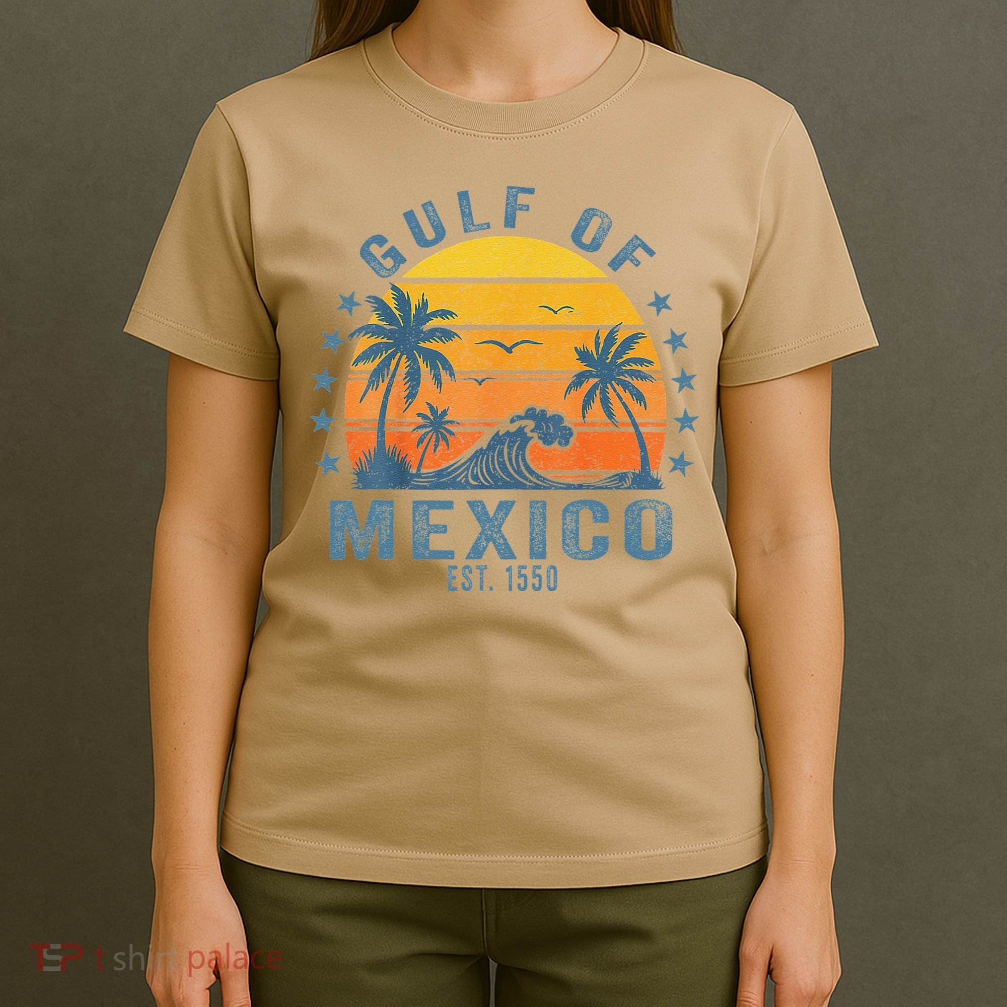 Gulf Of Mexico Est 1550 Retro Vintage Gulf Beach T-Shirt