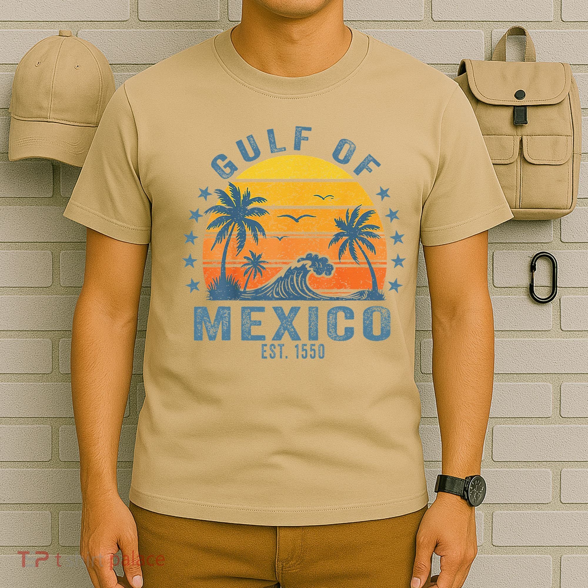 Gulf Of Mexico Est 1550 Retro Vintage Gulf Beach T-Shirt
