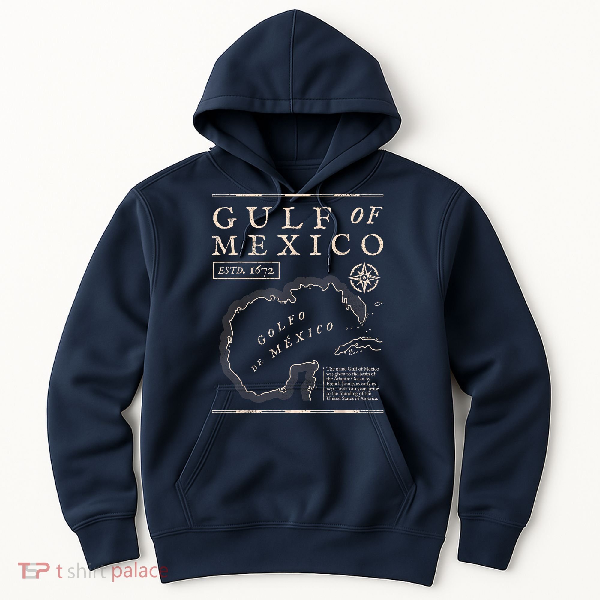 Gulf Of Mexico 1672 Historic Map Hoodie