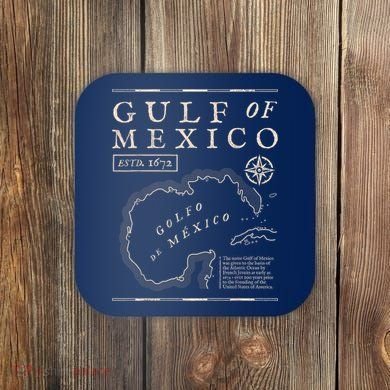 Gulf Of Mexico 1672 Historic Map Coaster