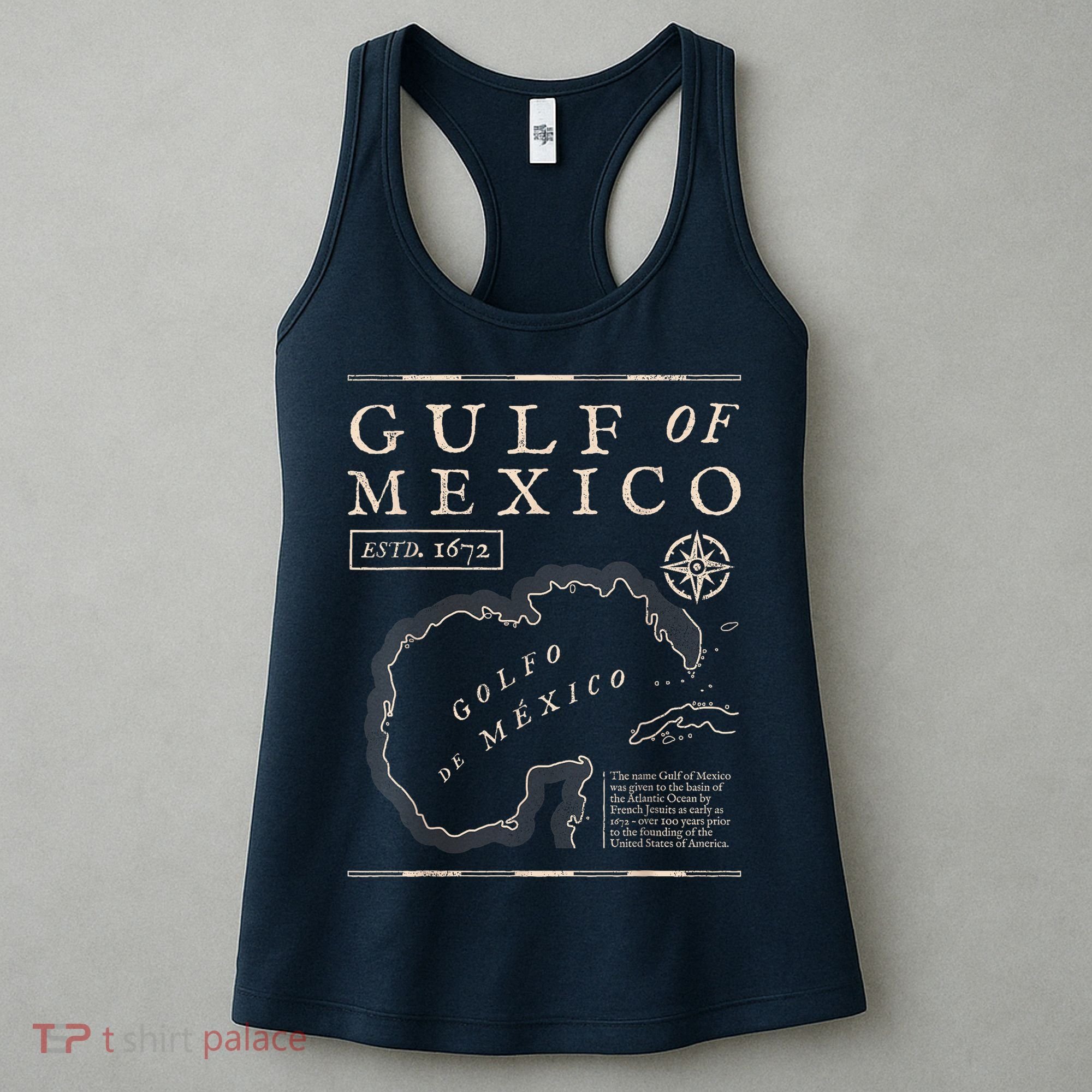 Gulf Of Mexico 1672 Historic Map Women's Tank Top