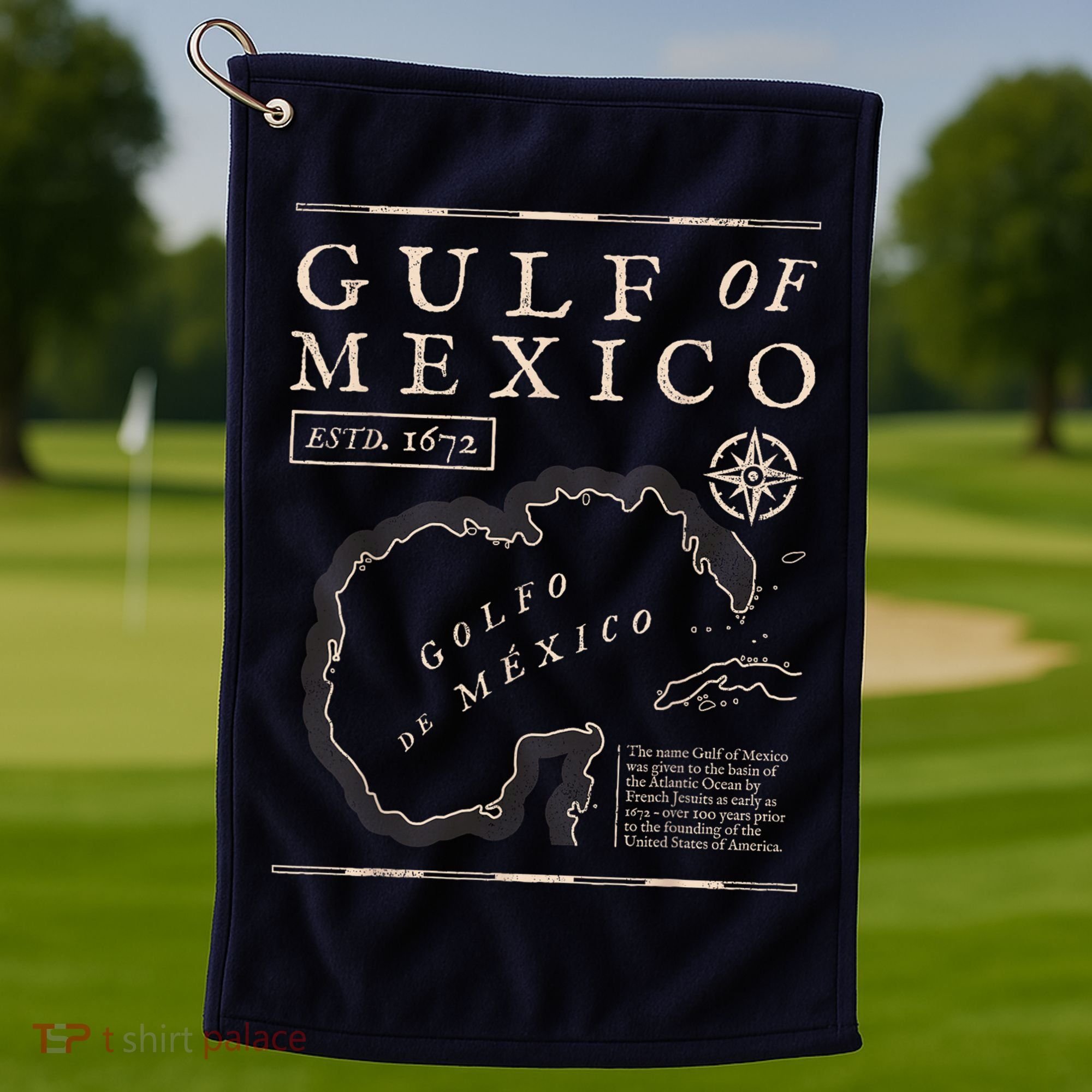 Gulf Of Mexico 1672 Historic Map Golf Towel
