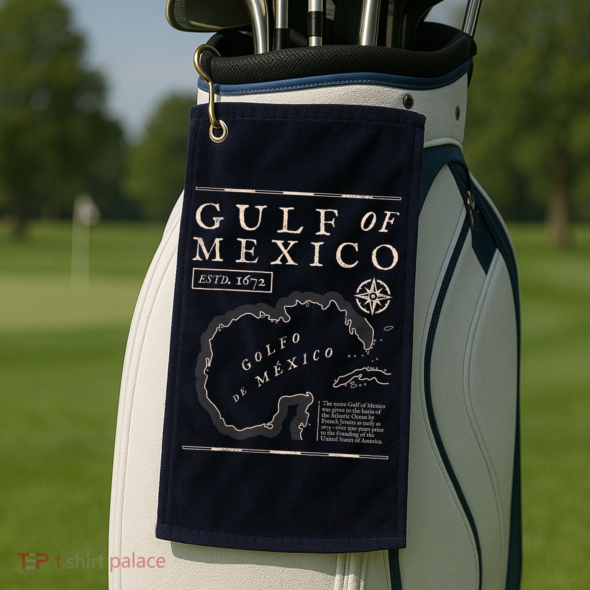 Gulf Of Mexico 1672 Historic Map Golf Towel