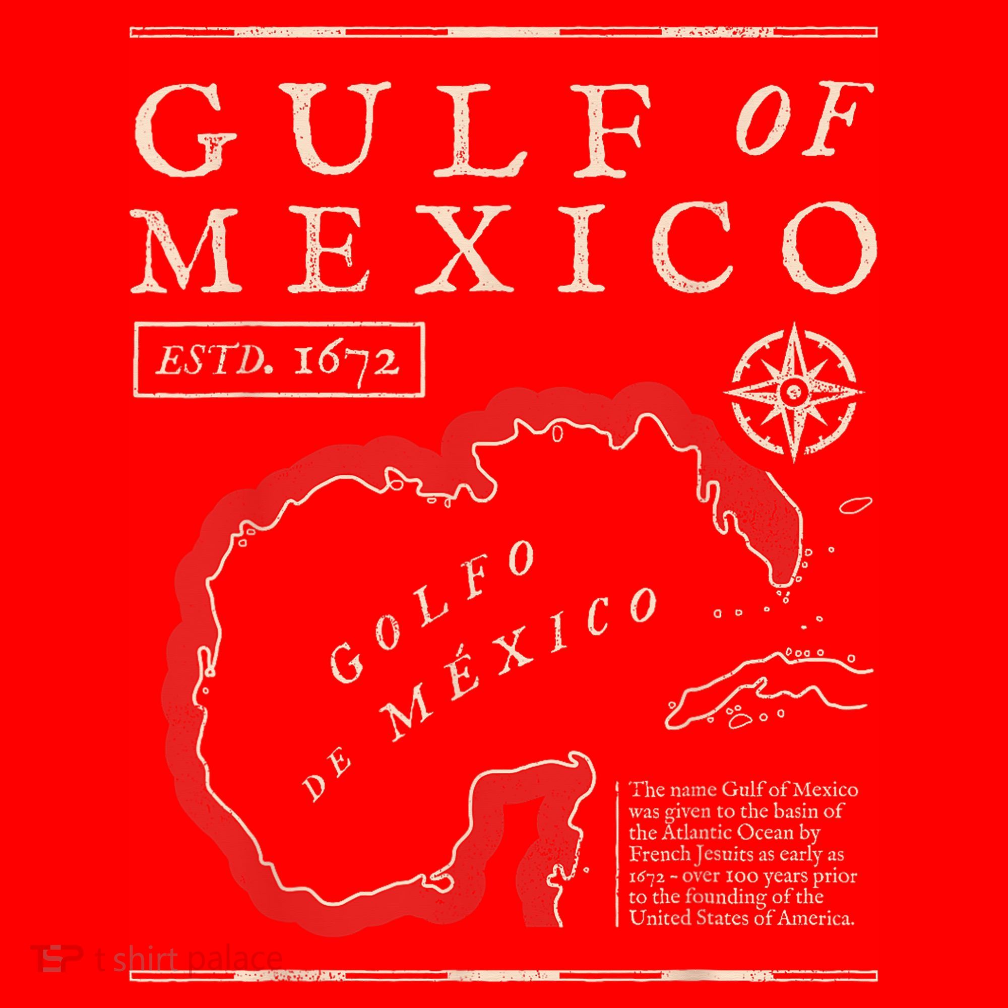 Gulf Of Mexico 1672 Historic Map Santa Hat