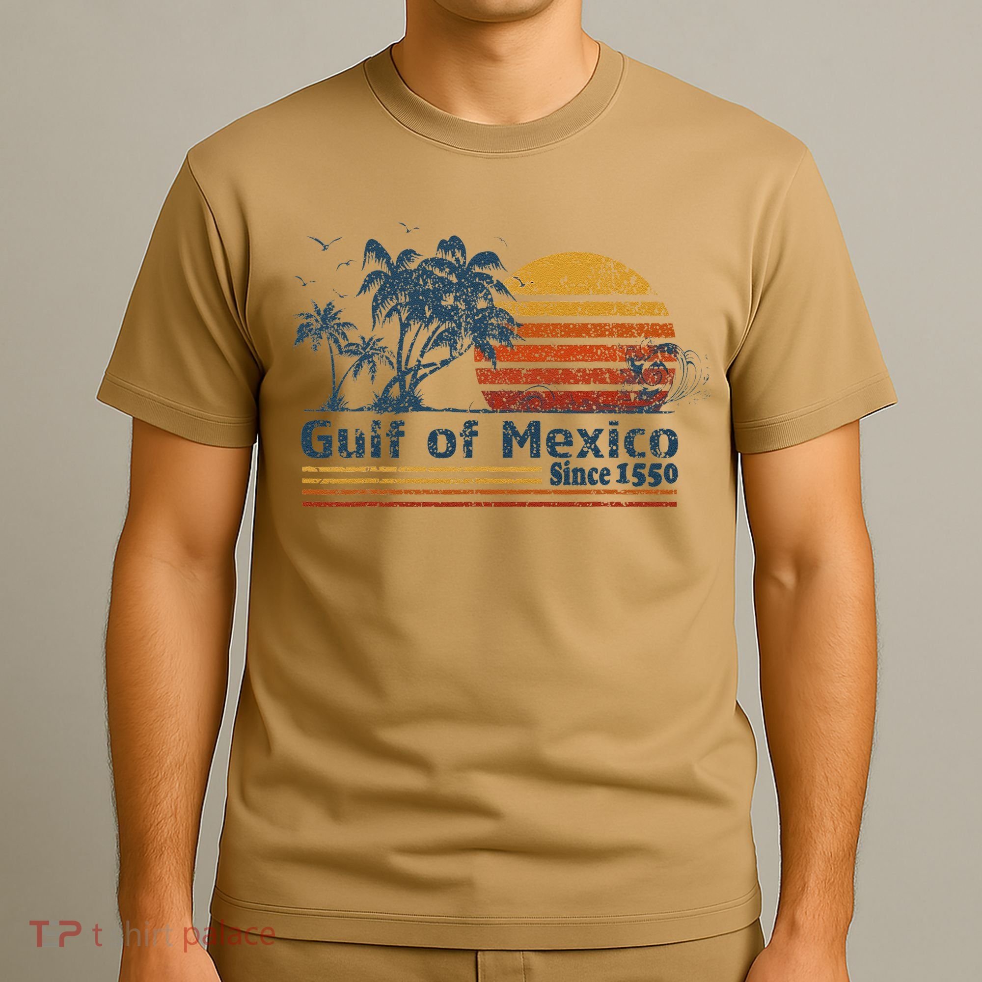 Gulf Of Mexico Est 1550 Retro Vintage Beach T-Shirt