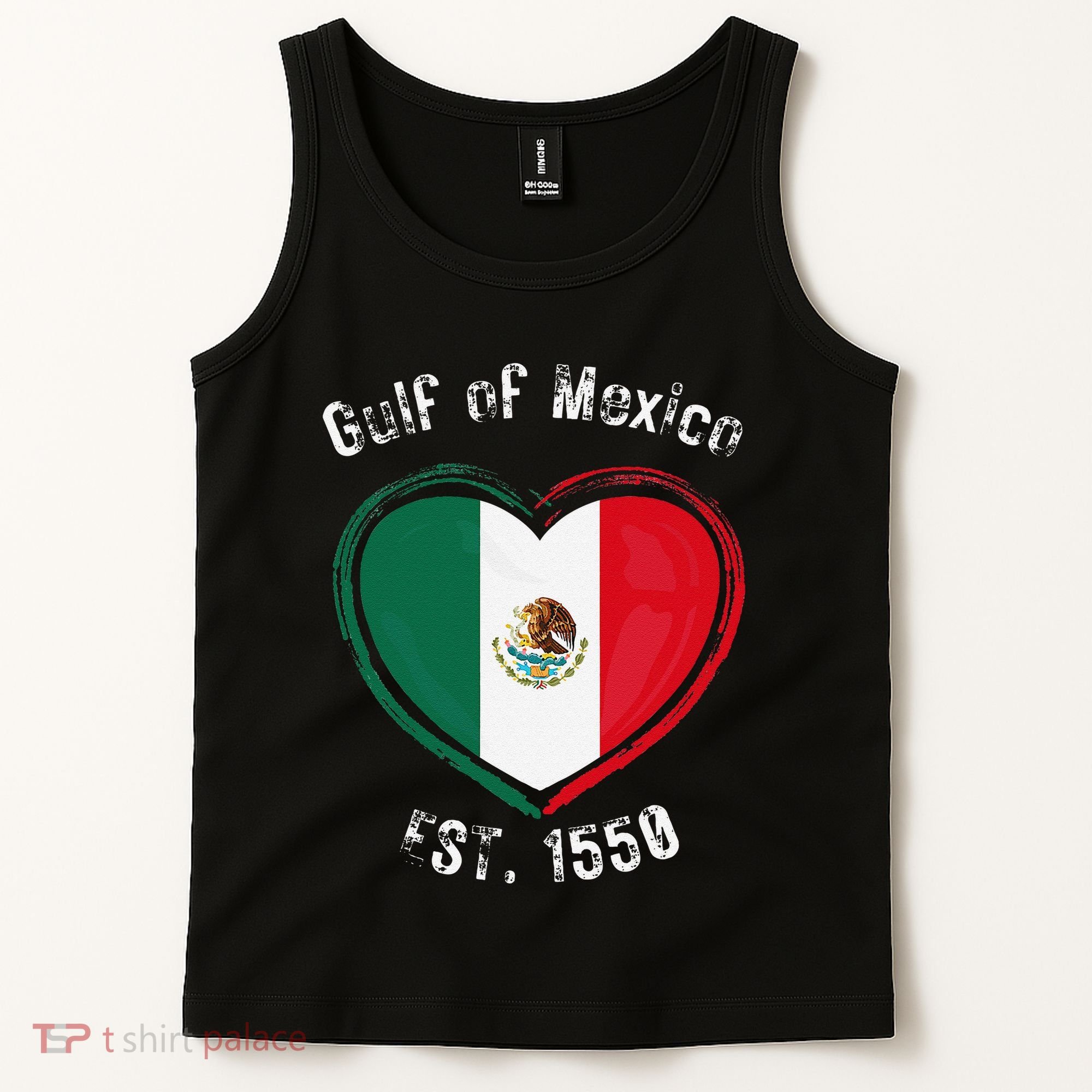 Gulf Of Mexico Written In Distressed Font Mexican Pride Tank Top