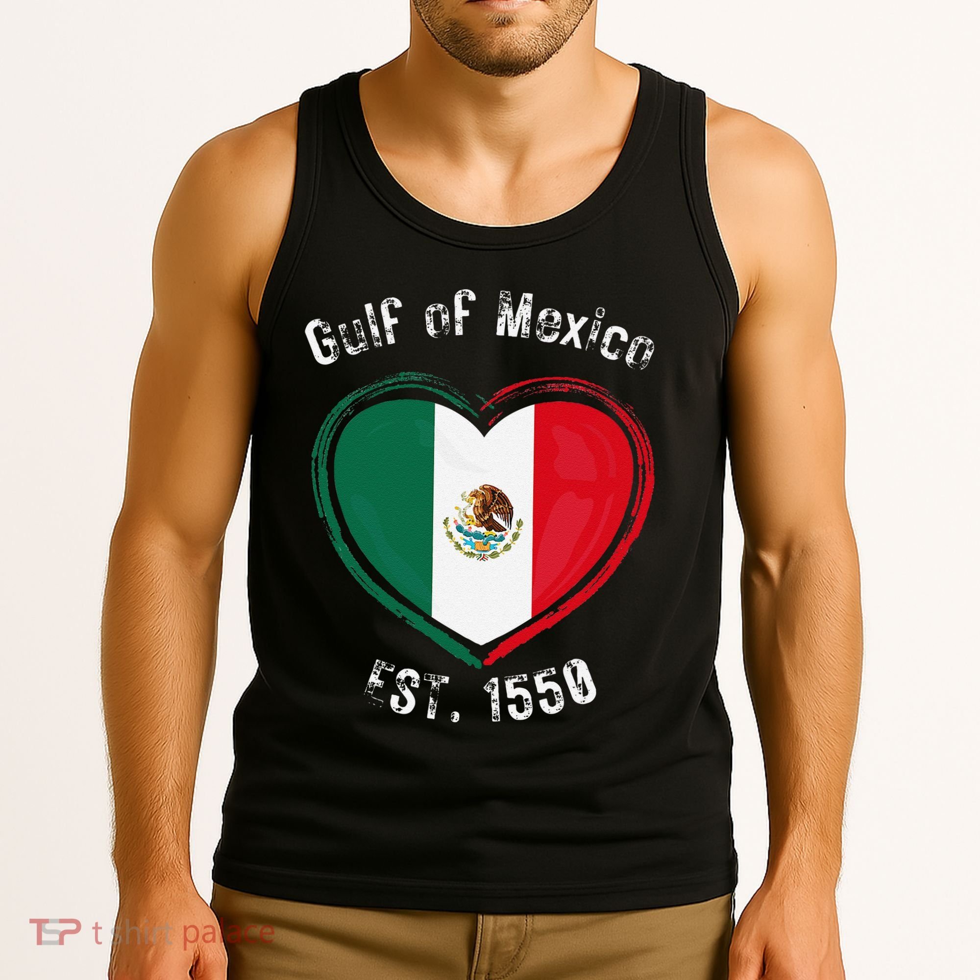Gulf Of Mexico Written In Distressed Font Mexican Pride Tank Top