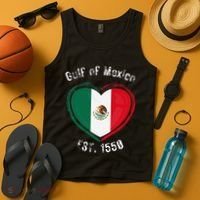 Gulf Of Mexico Written In Distressed Font Mexican Pride Tank Top thumb 4