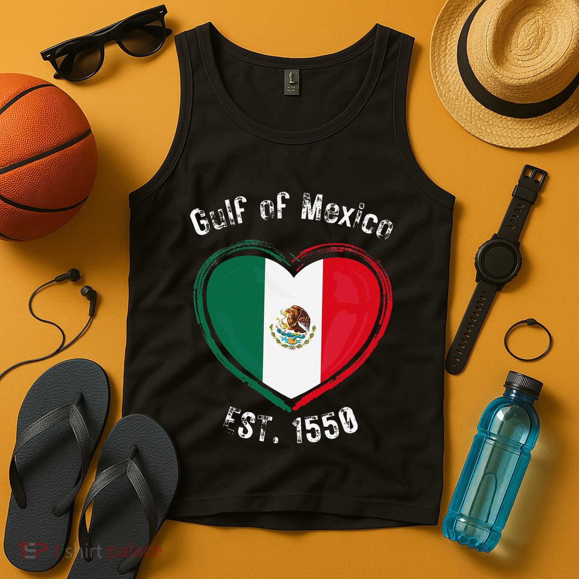 Gulf Of Mexico Written In Distressed Font Mexican Pride Tank Top