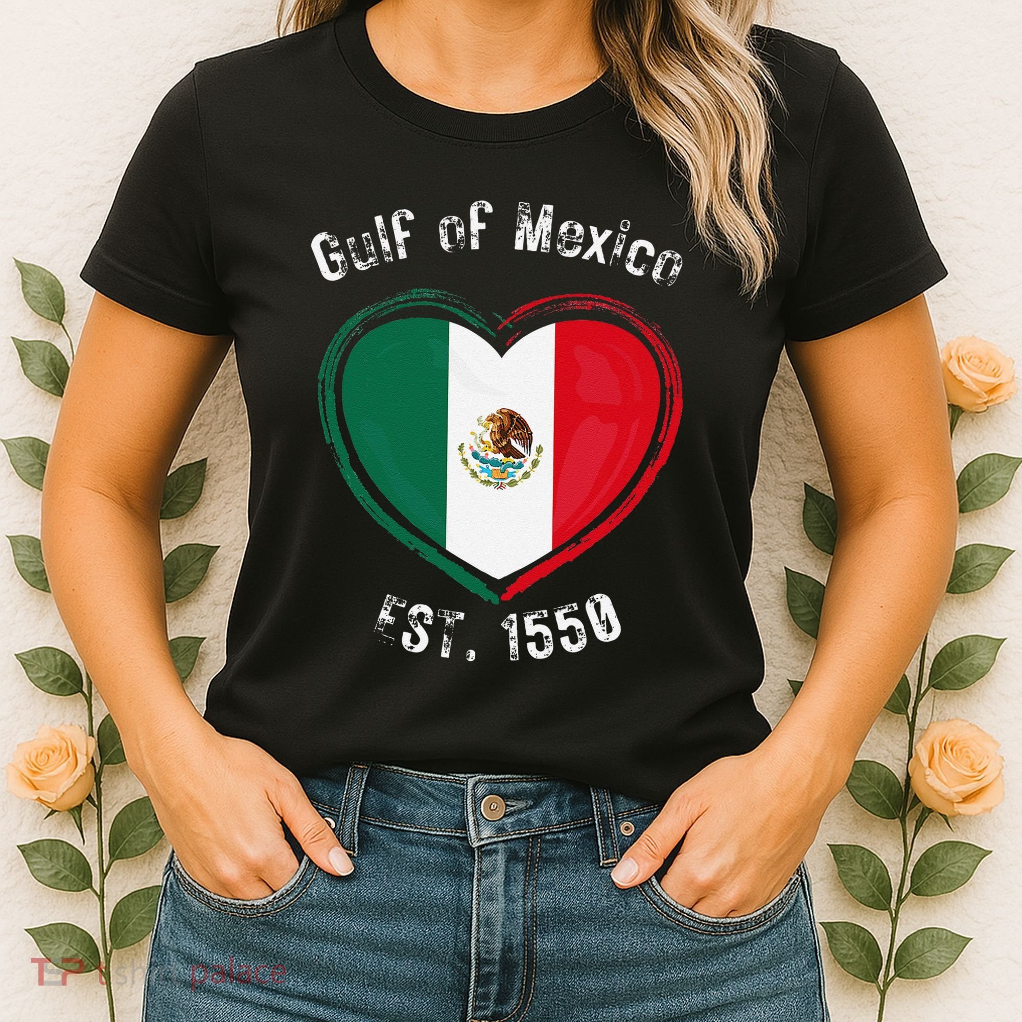 Gulf Of Mexico Written In Distressed Font Mexican Pride Women's T-Shirt
