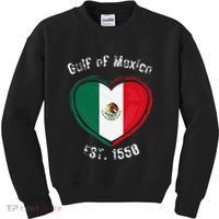 Gulf Of Mexico Written In Distressed Font Mexican Pride Kids Sweatshirt thumb 0