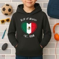 Gulf Of Mexico Written In Distressed Font Mexican Pride Kids Hoodie thumb 2