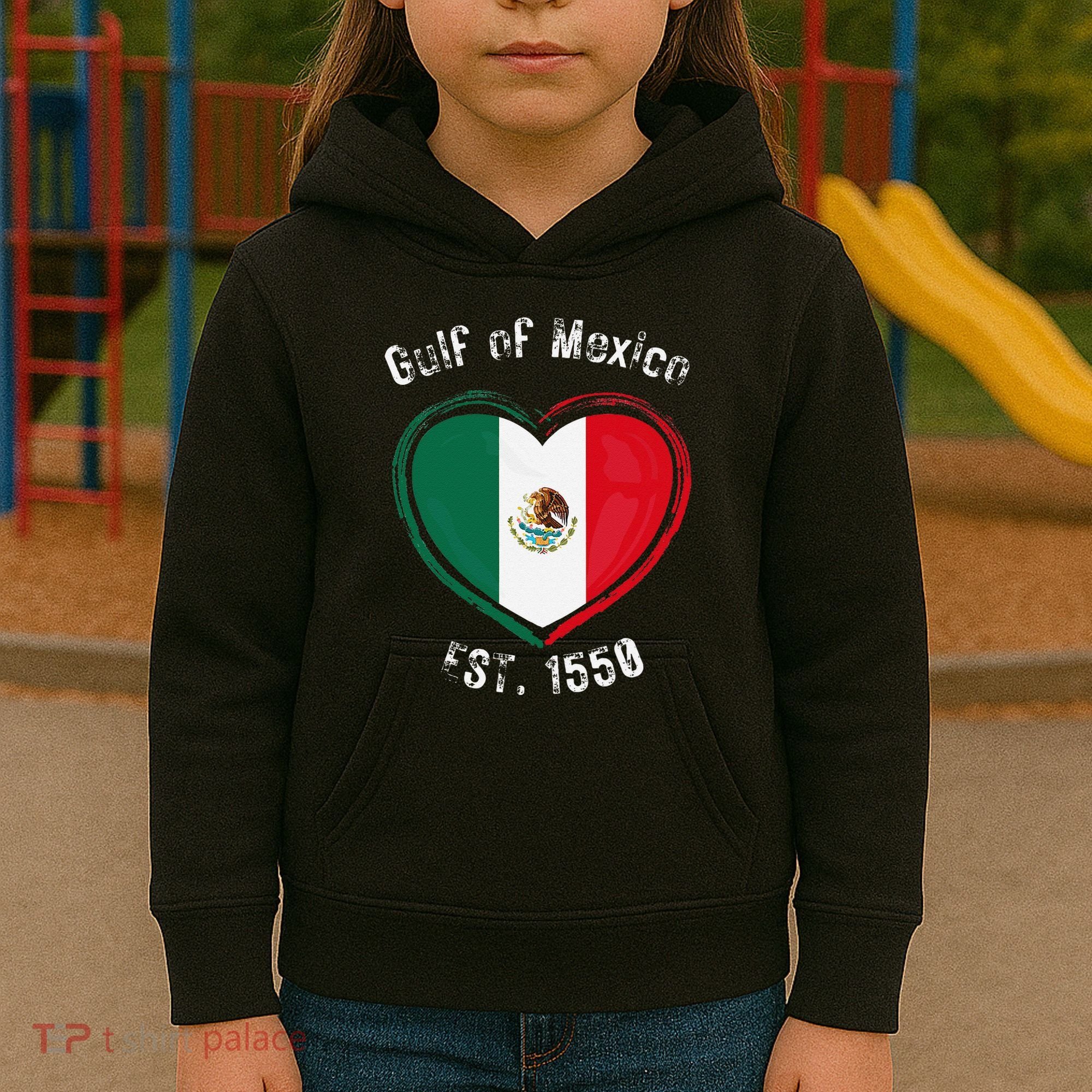 Gulf Of Mexico Written In Distressed Font Mexican Pride Kids Hoodie