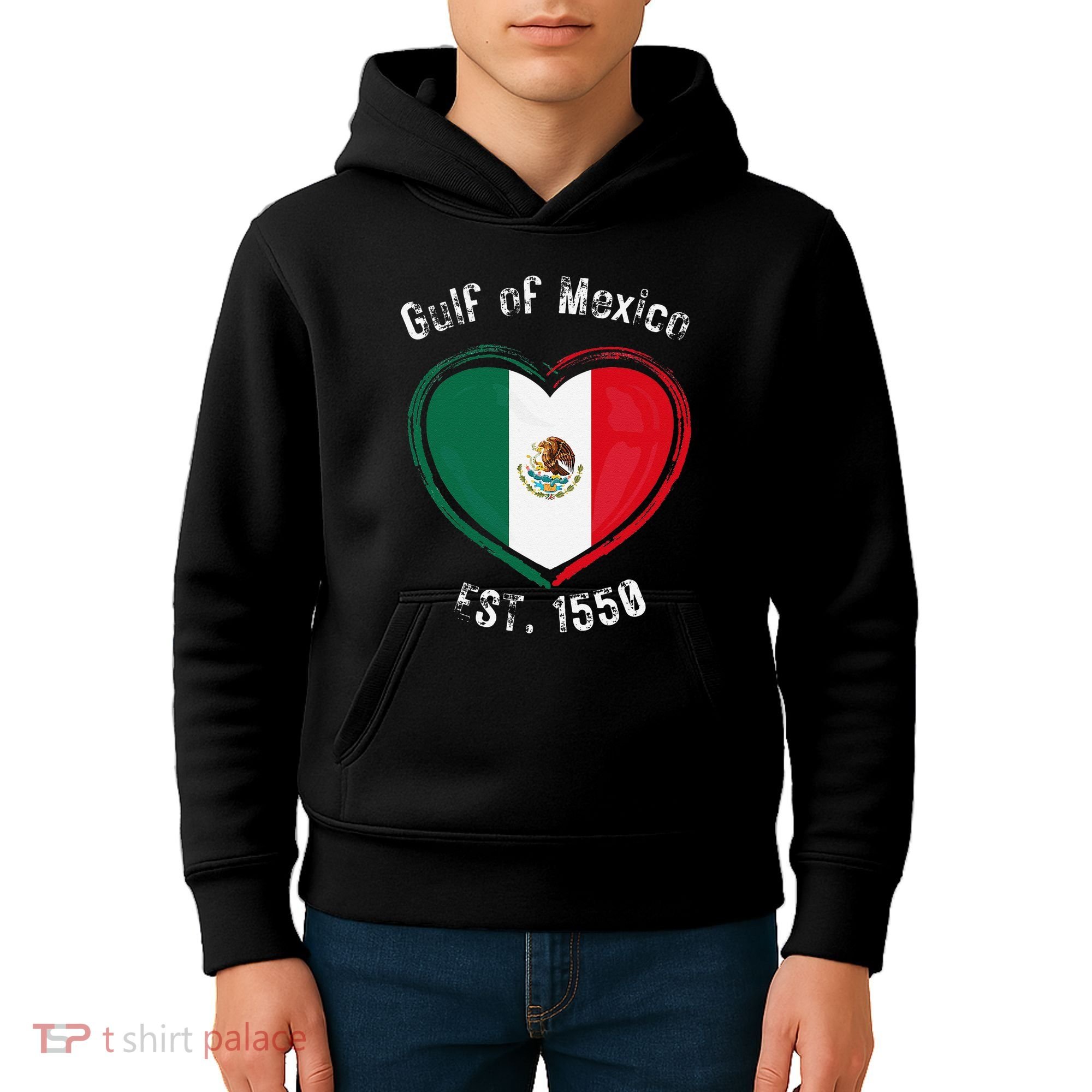Gulf Of Mexico Written In Distressed Font Mexican Pride Kids Hoodie