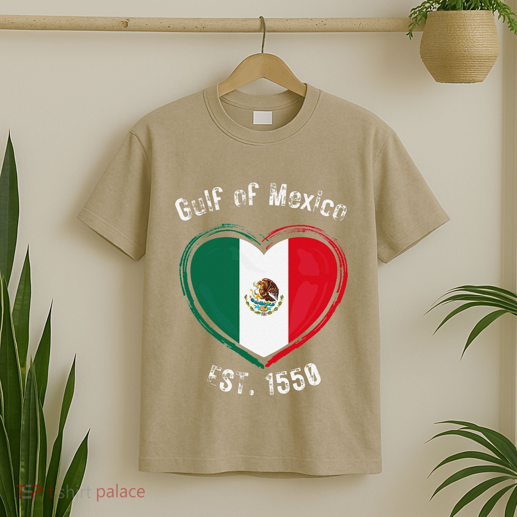 Gulf Of Mexico Written In Distressed Font Mexican Pride T-Shirt