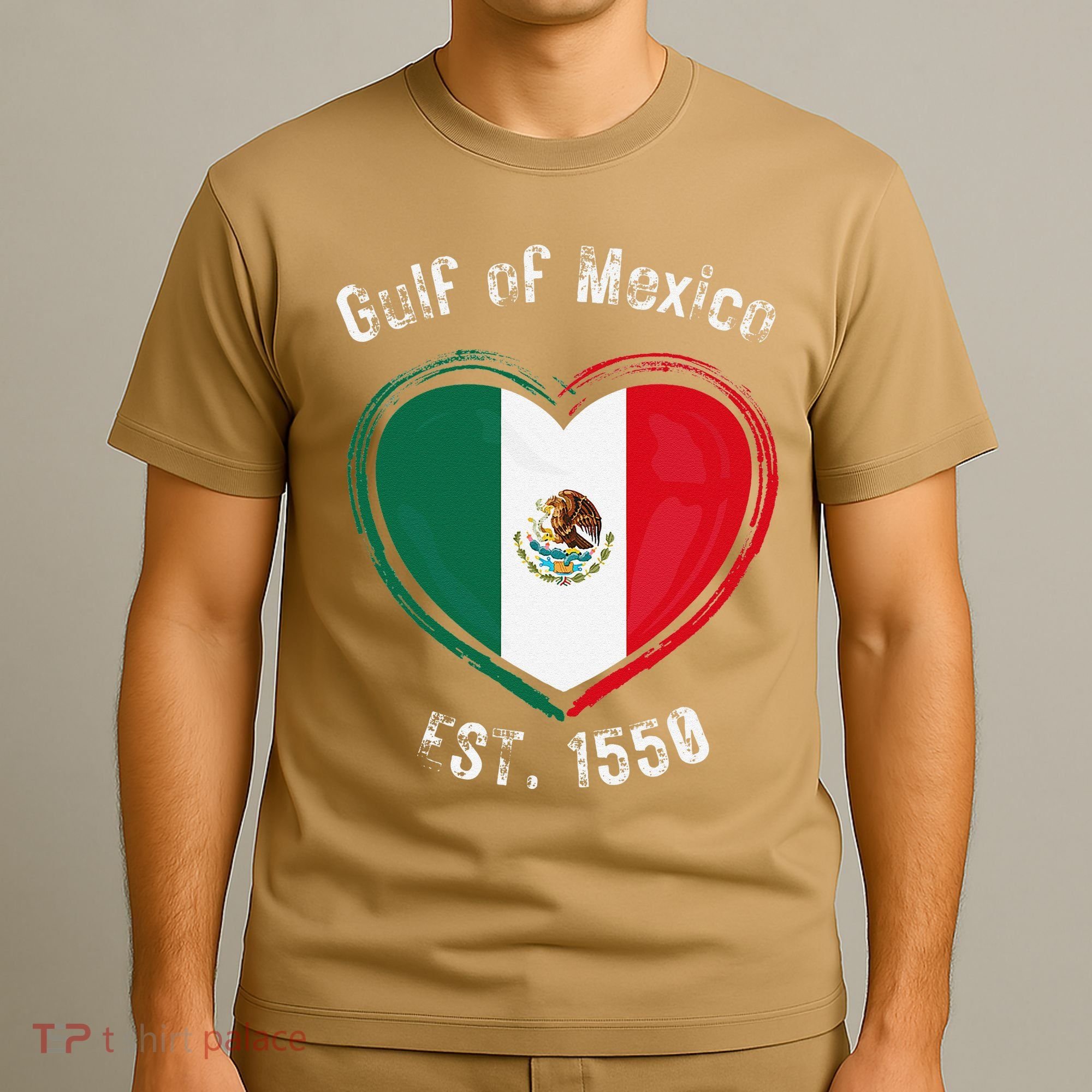 Gulf Of Mexico Written In Distressed Font Mexican Pride T-Shirt