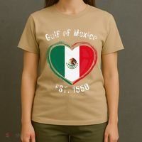 Gulf Of Mexico Written In Distressed Font Mexican Pride T-Shirt thumb 4
