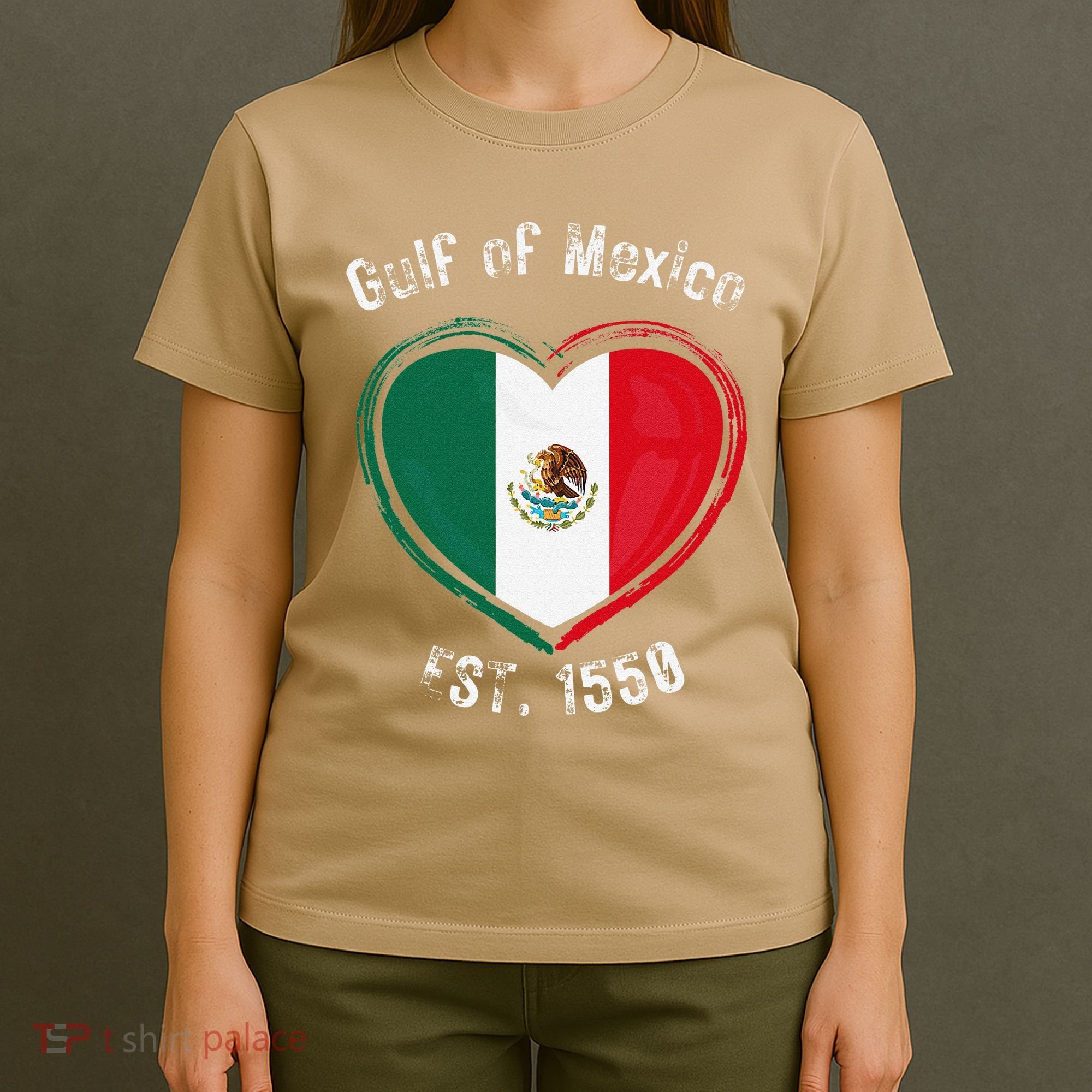 Gulf Of Mexico Written In Distressed Font Mexican Pride T-Shirt