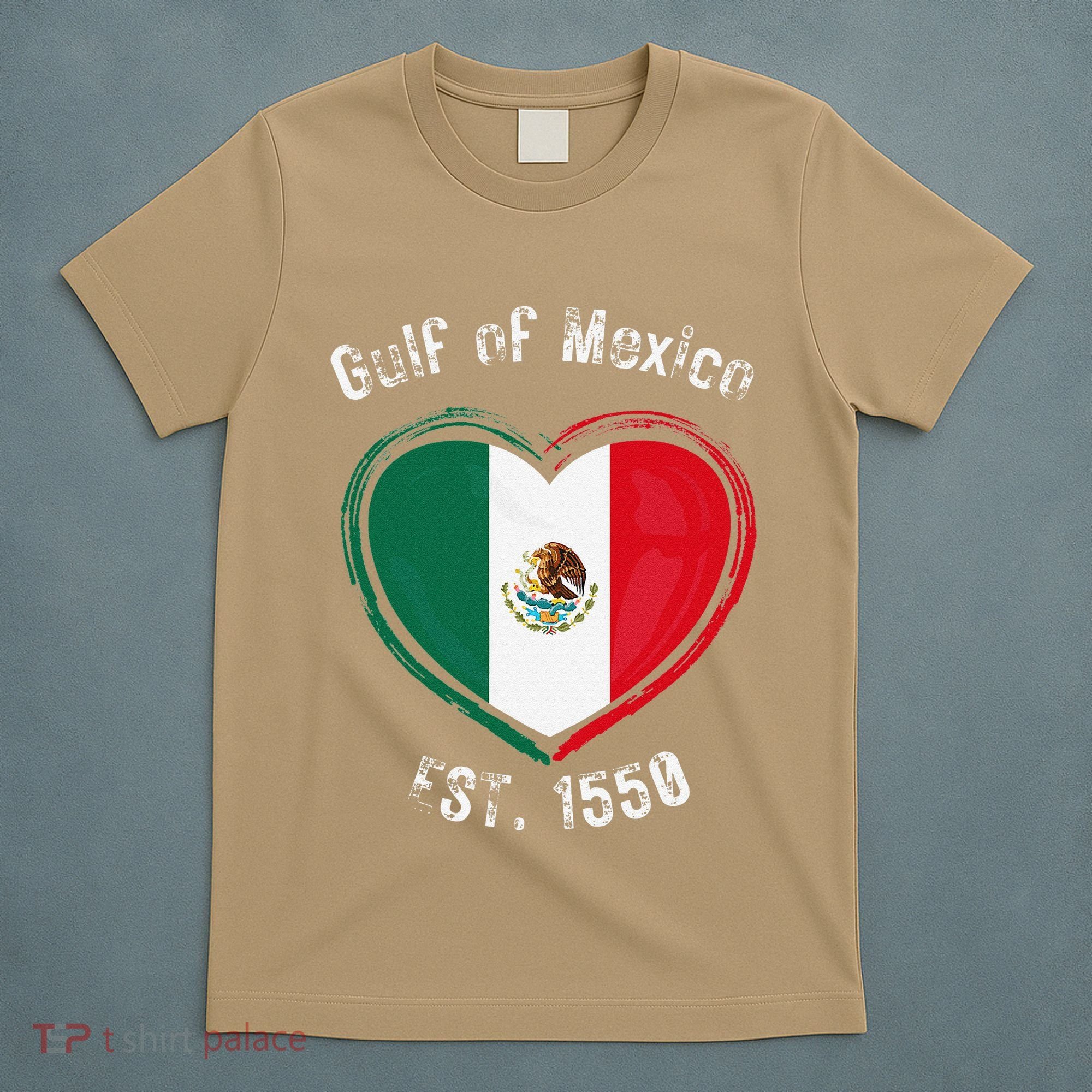 Gulf Of Mexico Written In Distressed Font Mexican Pride T-Shirt