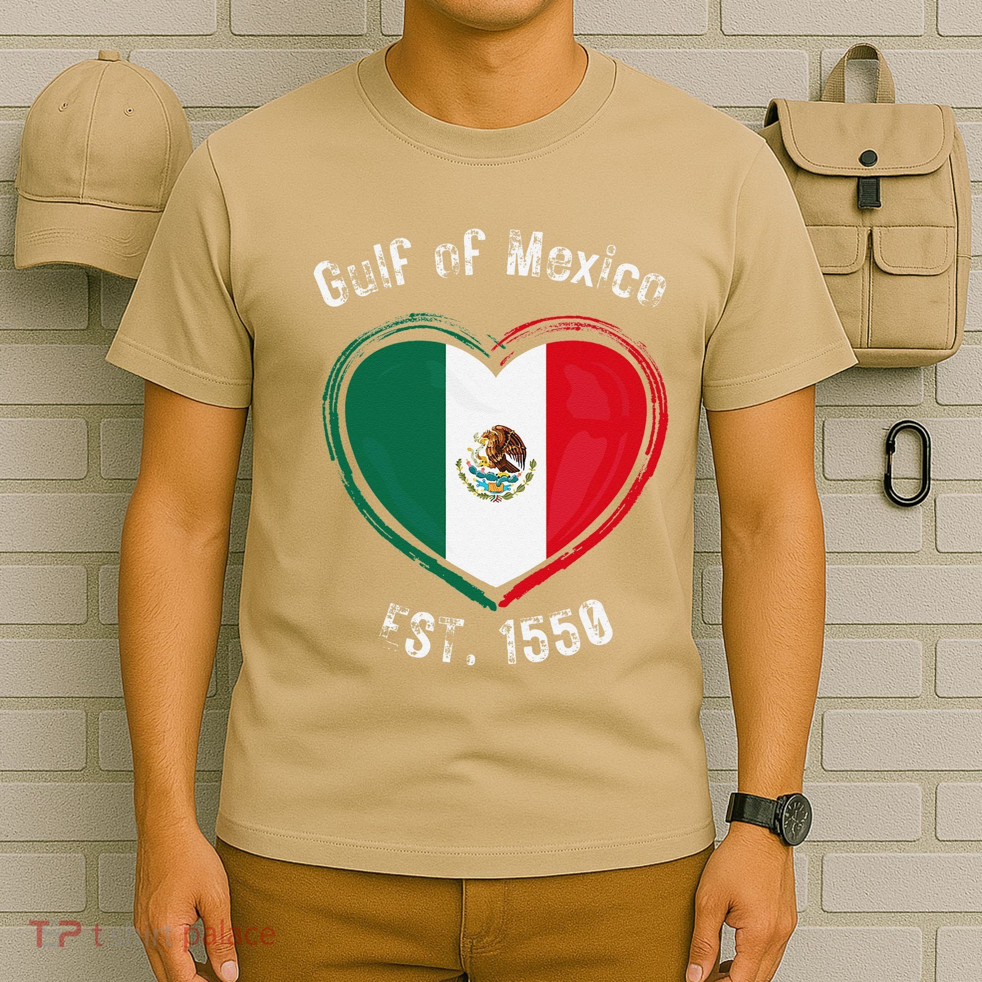 Gulf Of Mexico Written In Distressed Font Mexican Pride T-Shirt