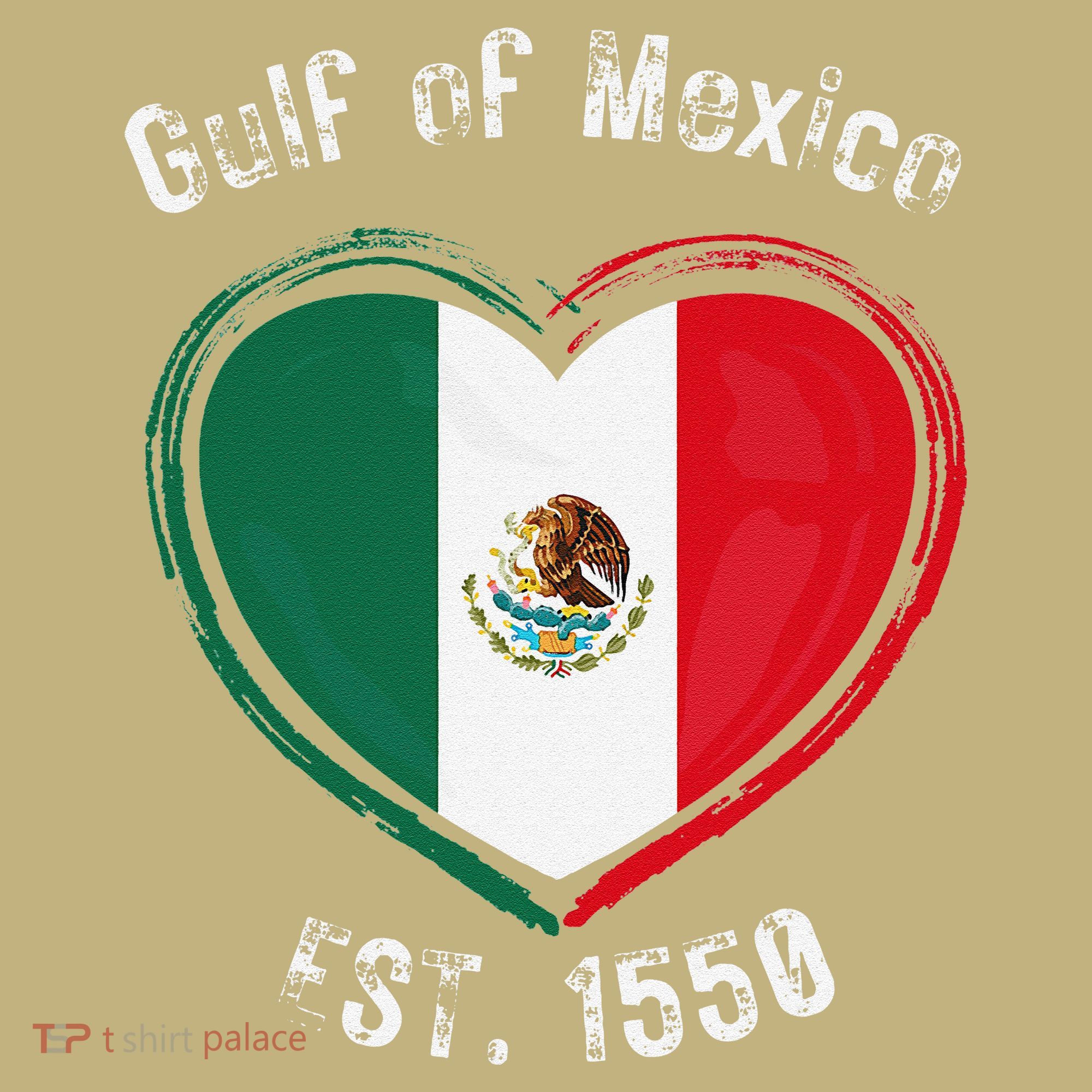 Gulf Of Mexico Written In Distressed Font Mexican Pride Polo