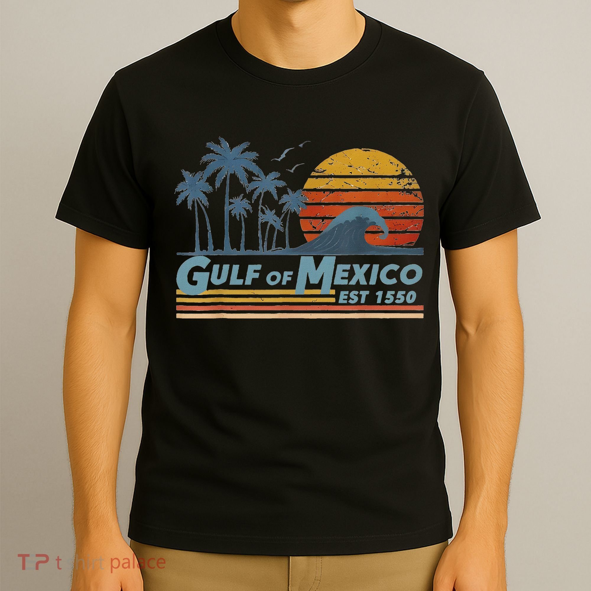 Gulf Of Mexico Since 1550 Retro Vintage Beach T-Shirt