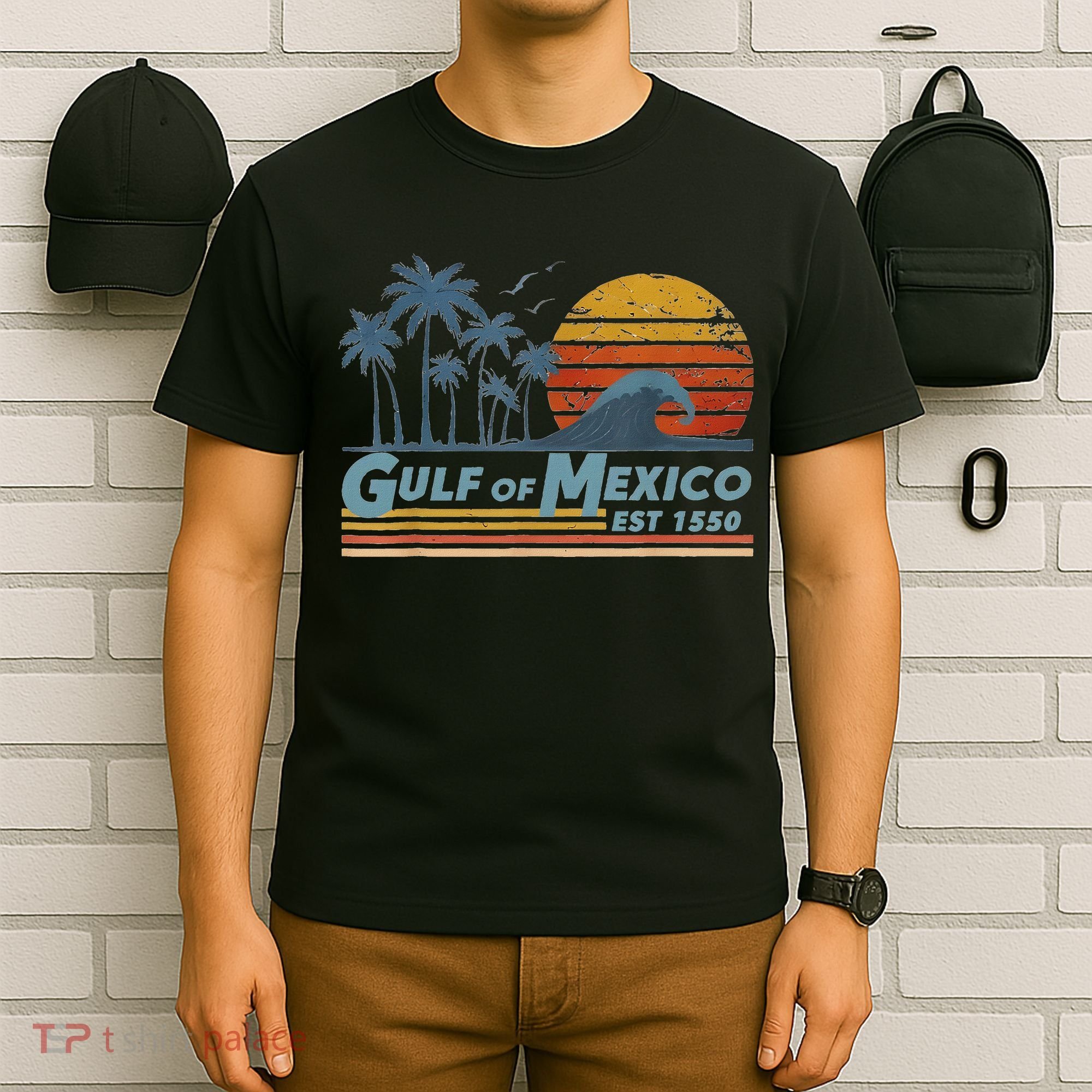 Gulf Of Mexico Since 1550 Retro Vintage Beach T-Shirt
