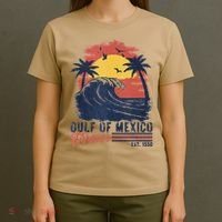 Gulf Of Mexico Forever Retro Beach Wave Vintage Sunset Gift T-Shirt thumb 4