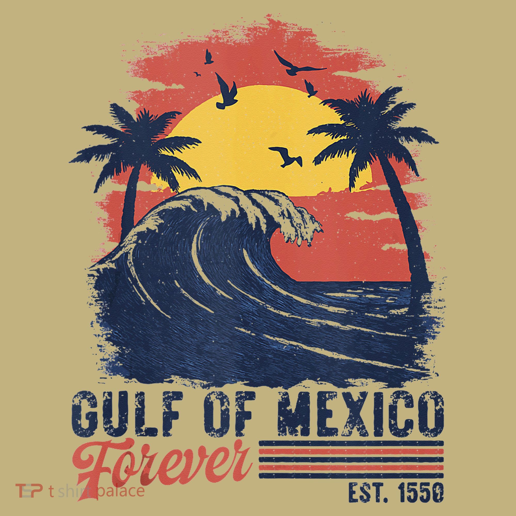 Gulf Of Mexico Forever Retro Beach Wave Vintage Sunset Gift T-Shirt