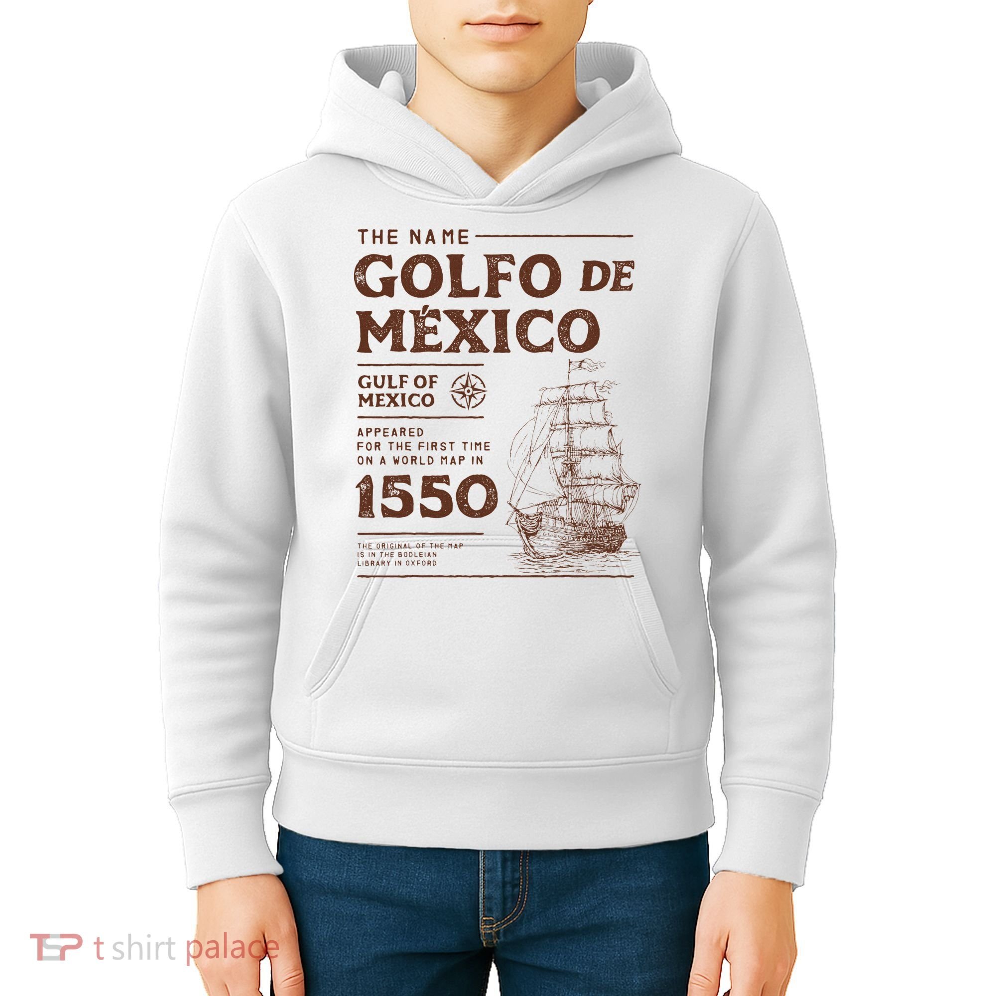 Gulf Of Mexico Name Origin 1550 Kids Hoodie