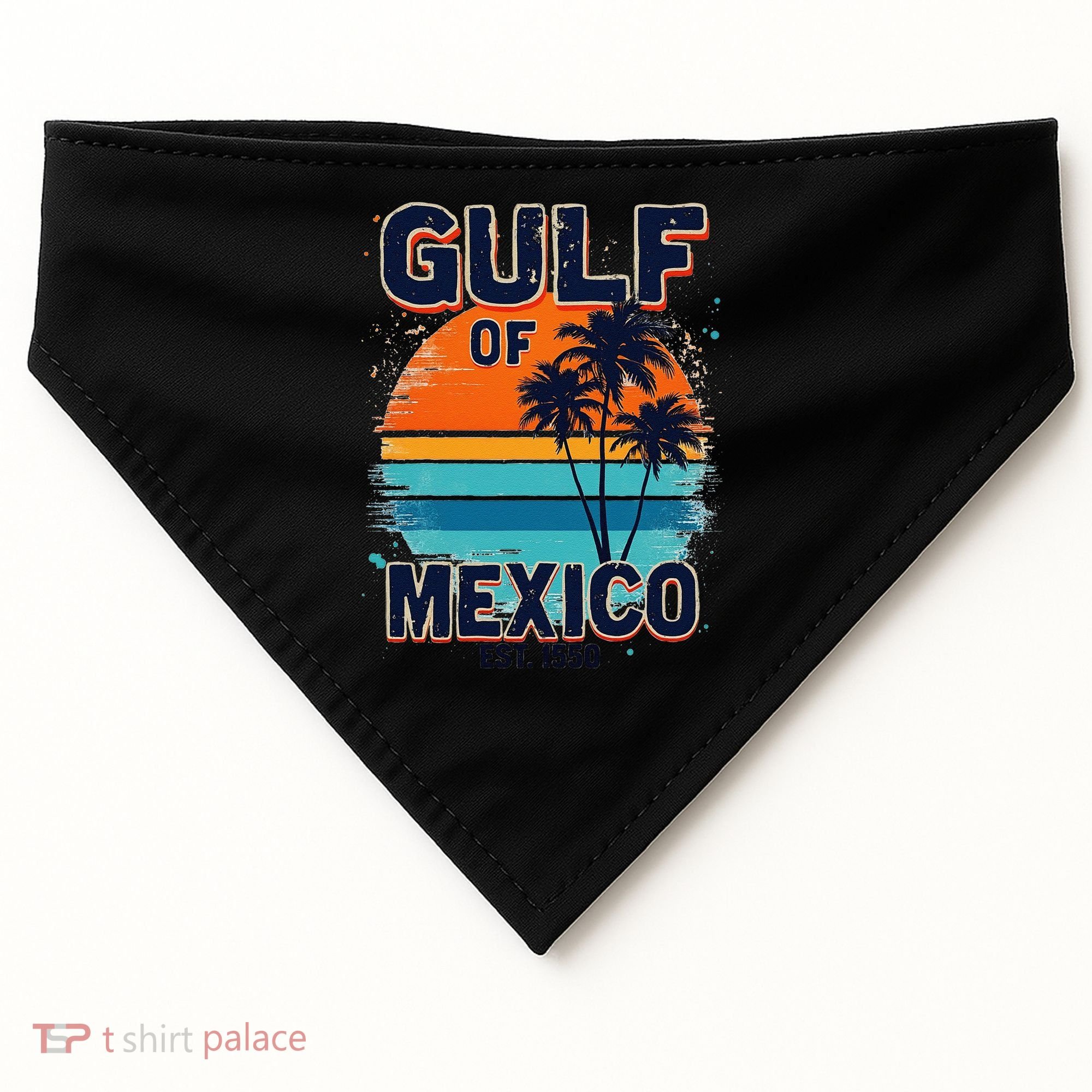 Gulf Of Mexico Since 1550 Retro Beach USA-Made Doggie Bandana