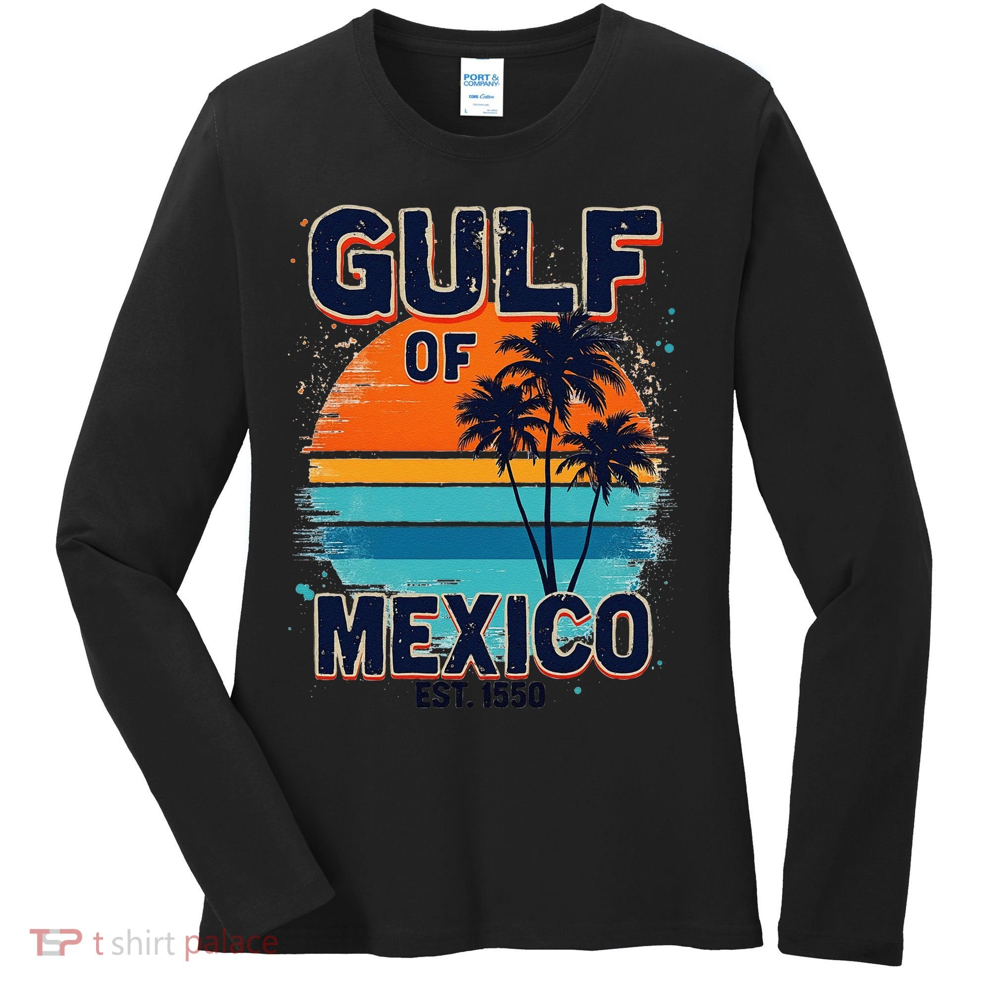 Gulf Of Mexico Since 1550 Retro Beach Women's Long Sleeve Shirt