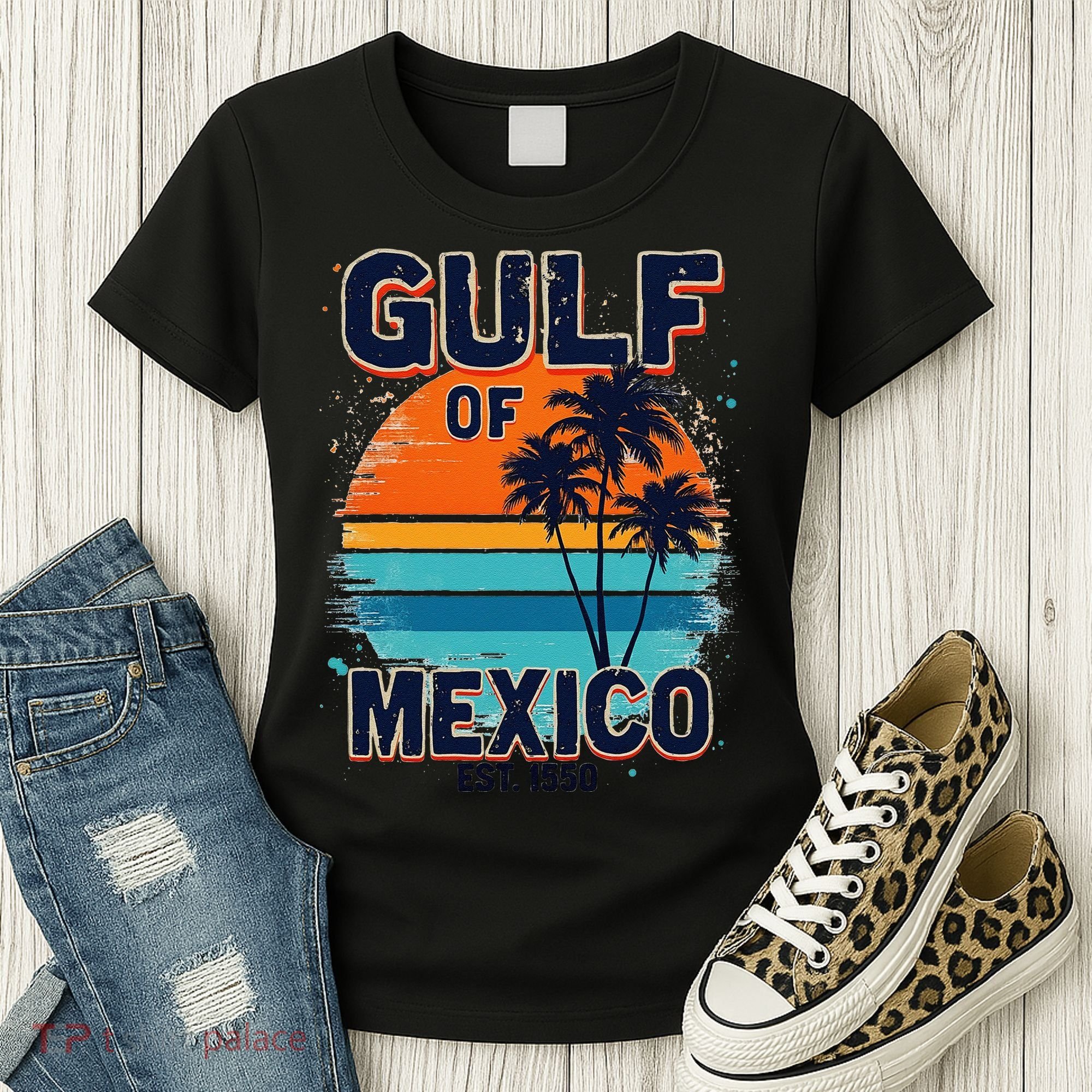 Gulf Of Mexico Since 1550 Retro Beach Women's T-Shirt