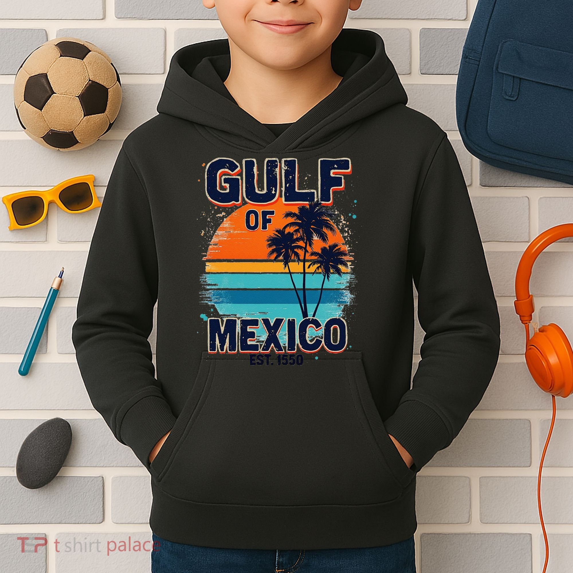 Gulf Of Mexico Since 1550 Retro Beach Kids Hoodie