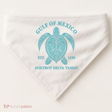 Gulf Of Mexico Turtle Foxtrot Delta Tango EST 1550 USA-Made Doggie Bandana