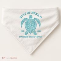 Gulf Of Mexico Turtle Foxtrot Delta Tango EST 1550 USA-Made Doggie Bandana thumb 0