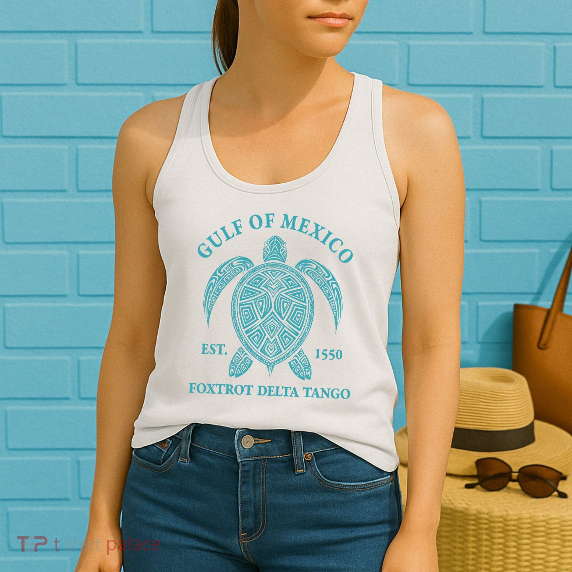 Gulf Of Mexico Turtle Foxtrot Delta Tango EST 1550 Women's Tank Top