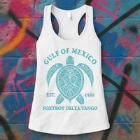 Gulf Of Mexico Turtle Foxtrot Delta Tango EST 1550 Women's Tank Top thumb 3