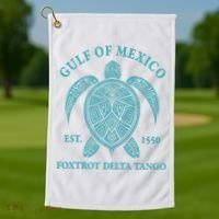 Gulf Of Mexico Turtle Foxtrot Delta Tango EST 1550 Golf Towel thumb 1