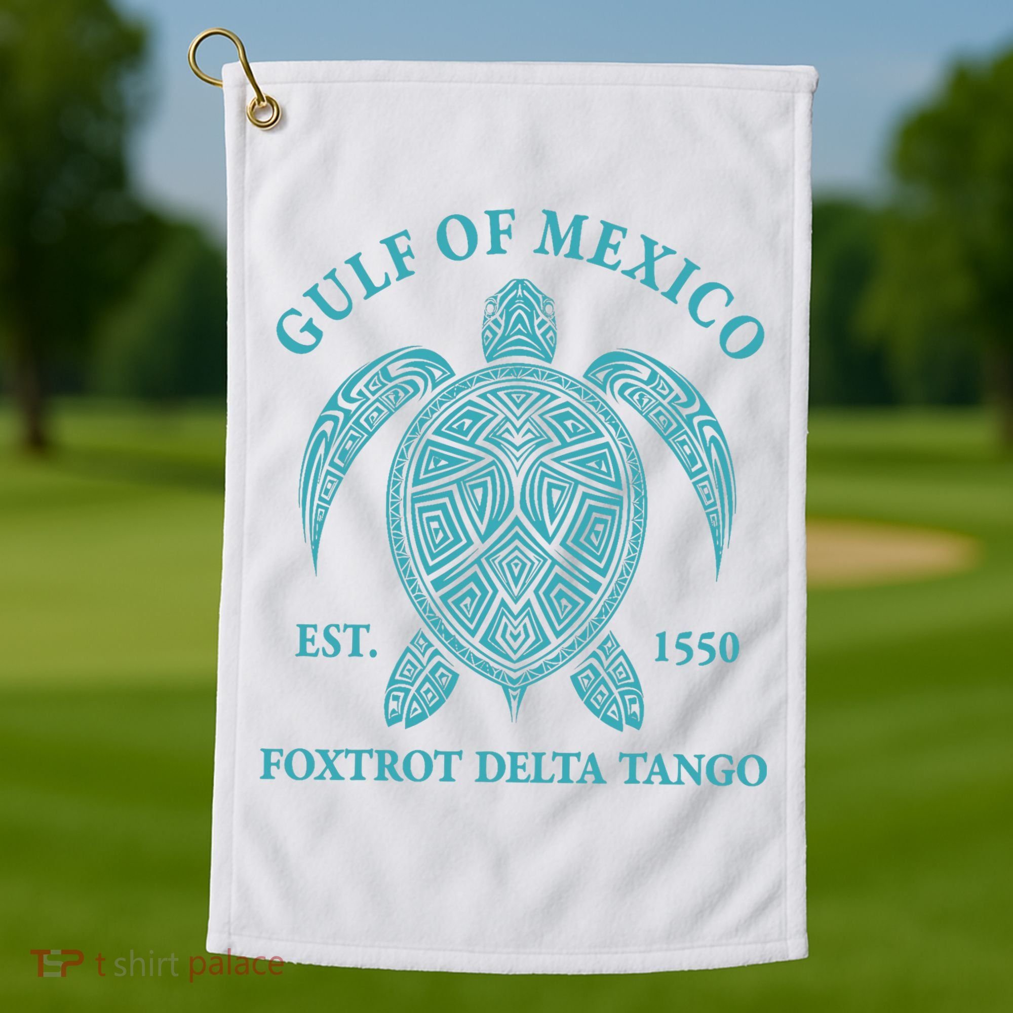 Gulf Of Mexico Turtle Foxtrot Delta Tango EST 1550 Golf Towel