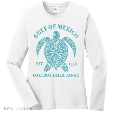 Gulf Of Mexico Turtle Foxtrot Delta Tango EST 1550 Women's Long Sleeve Shirt