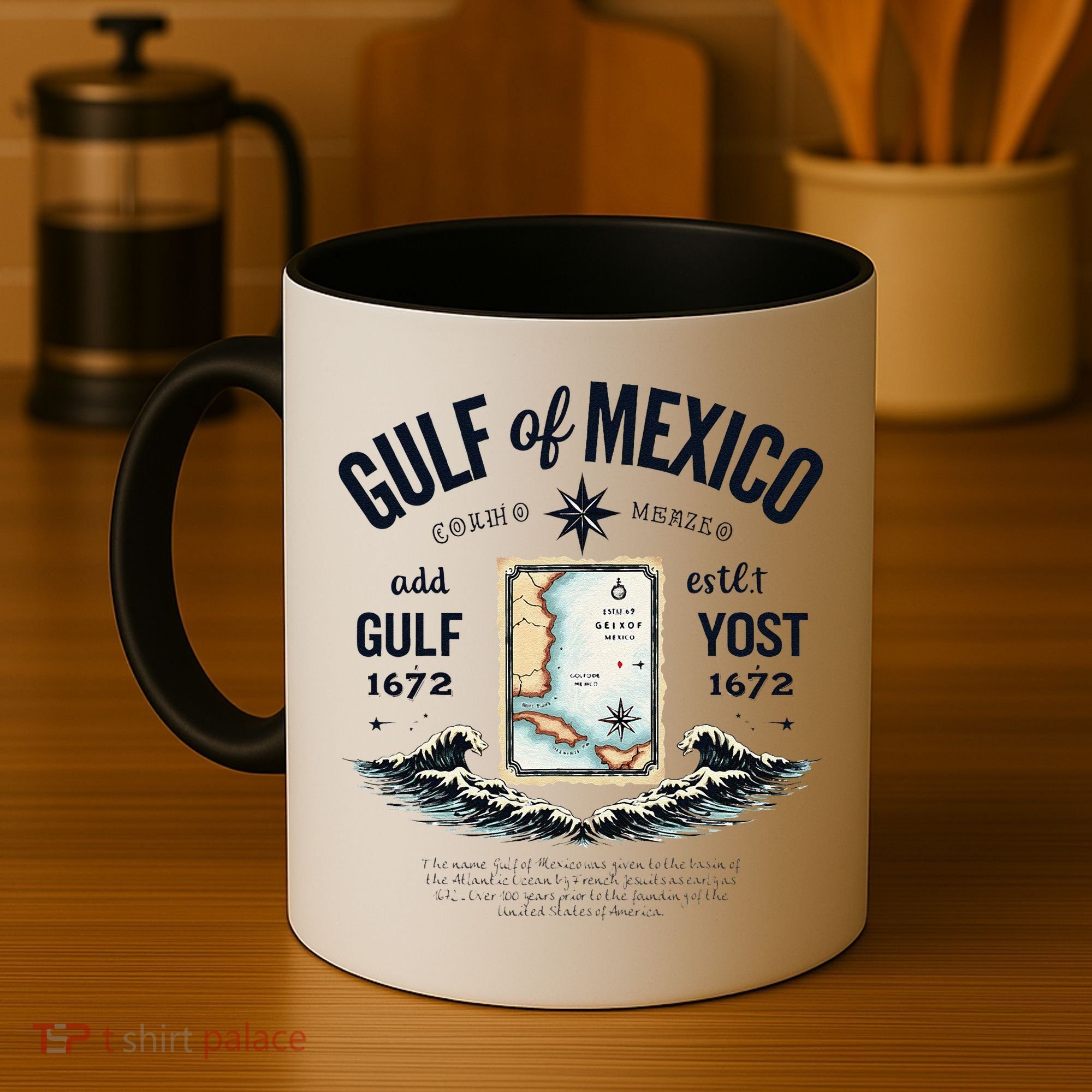 Gulf Of Mexico Since 1672 Historic Map 1672 Funny Tees Coffee Mug