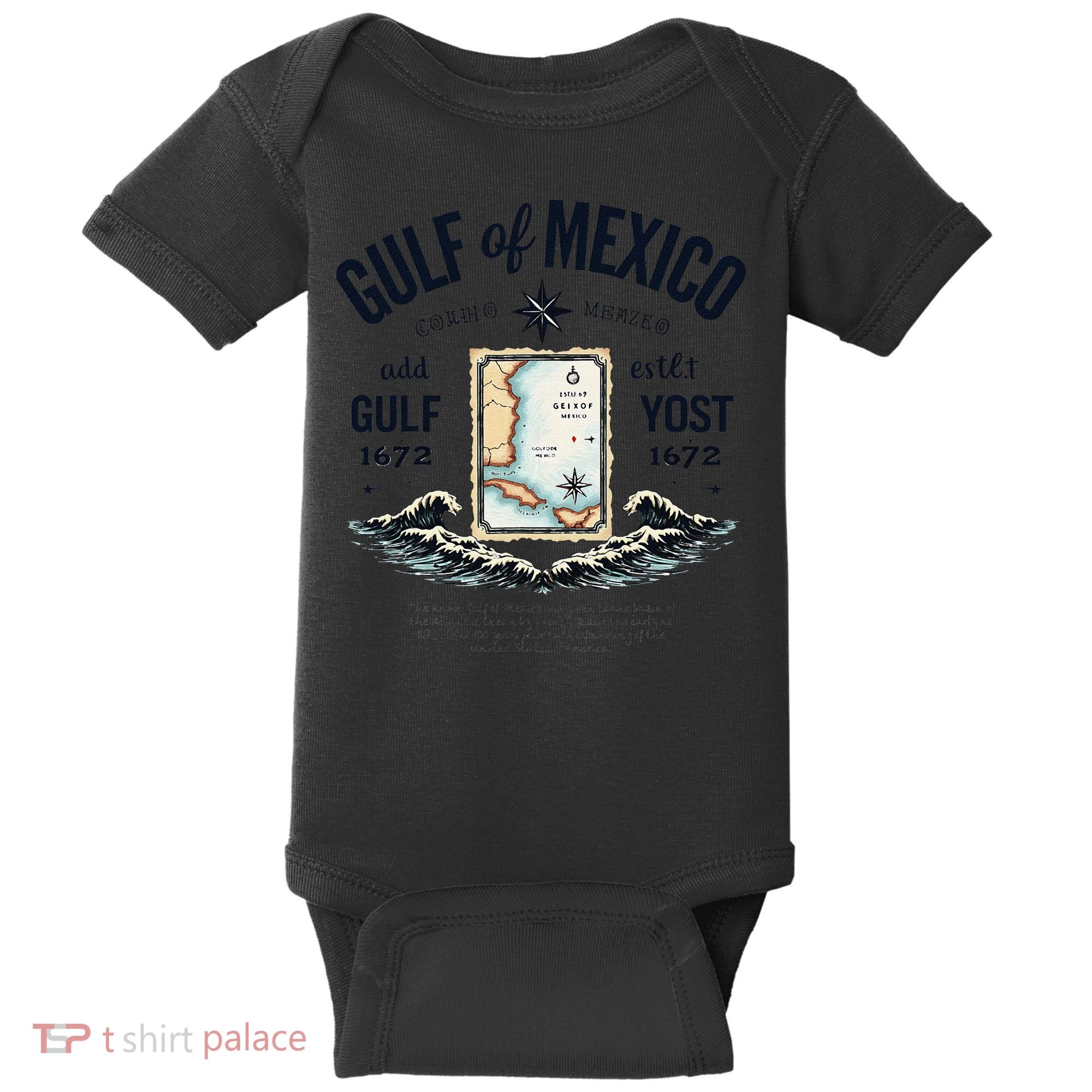 Gulf Of Mexico Since 1672 Historic Map 1672 Funny Tees Baby Bodysuit
