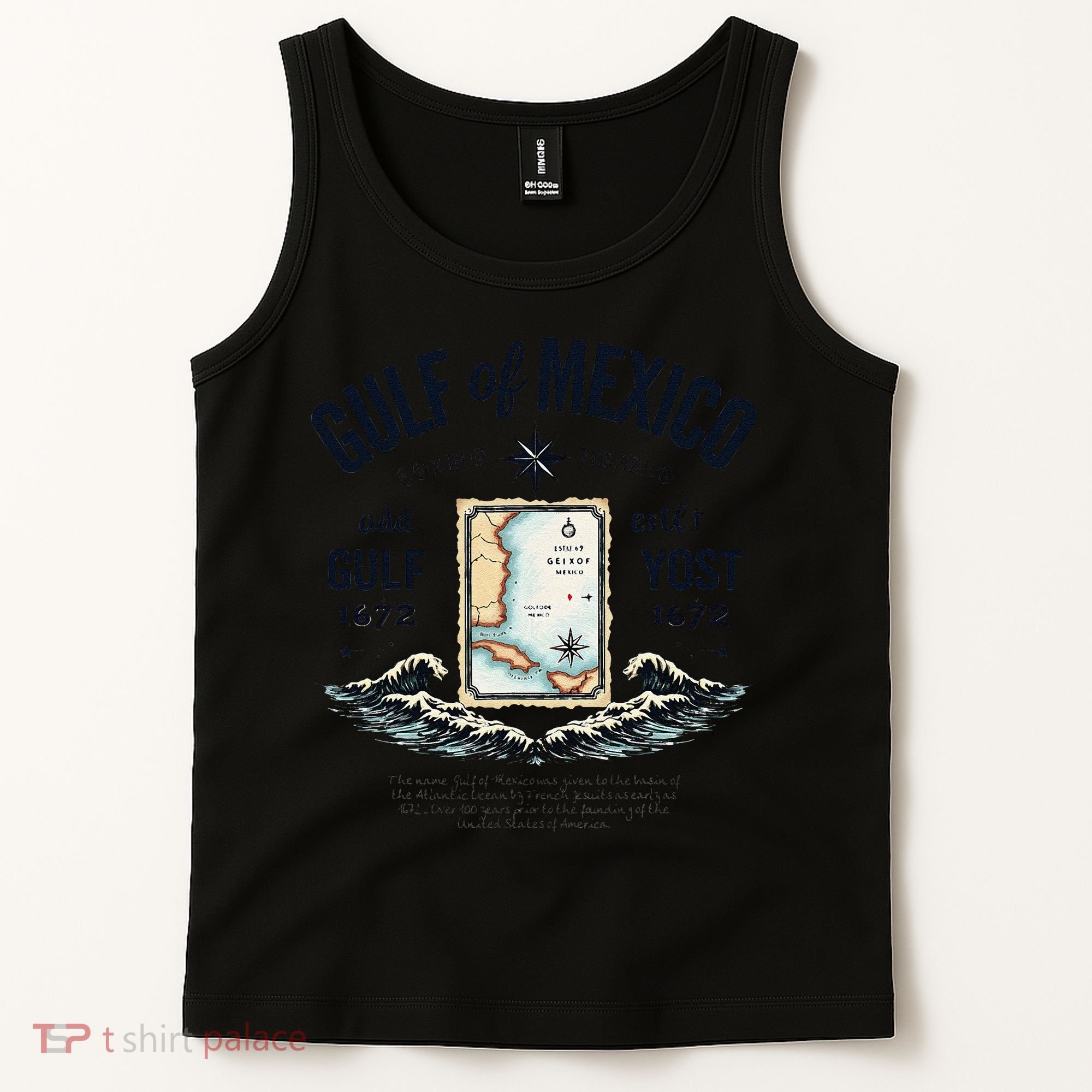 Gulf Of Mexico Since 1672 Historic Map 1672 Funny Tees Tank Top