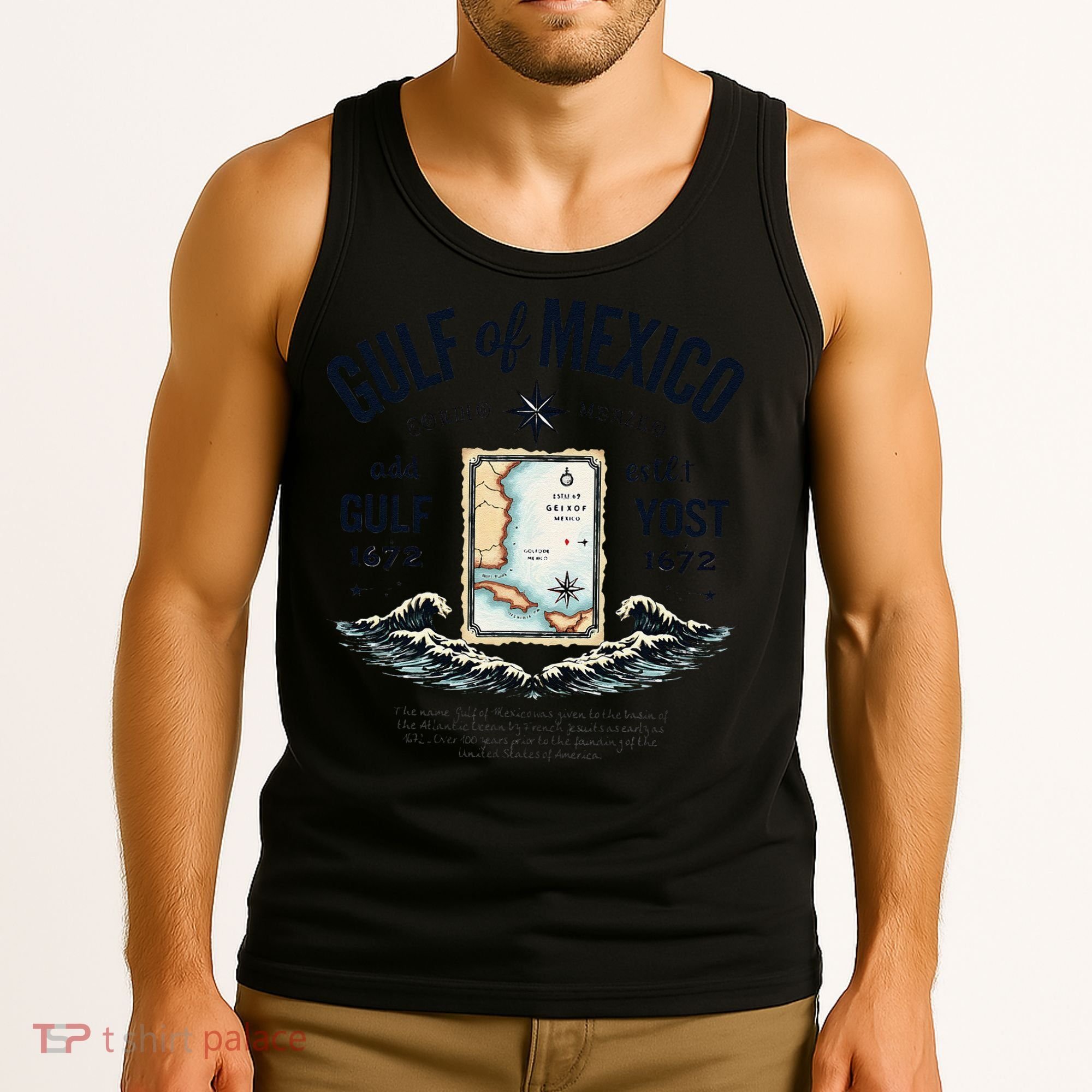 Gulf Of Mexico Since 1672 Historic Map 1672 Funny Tees Tank Top
