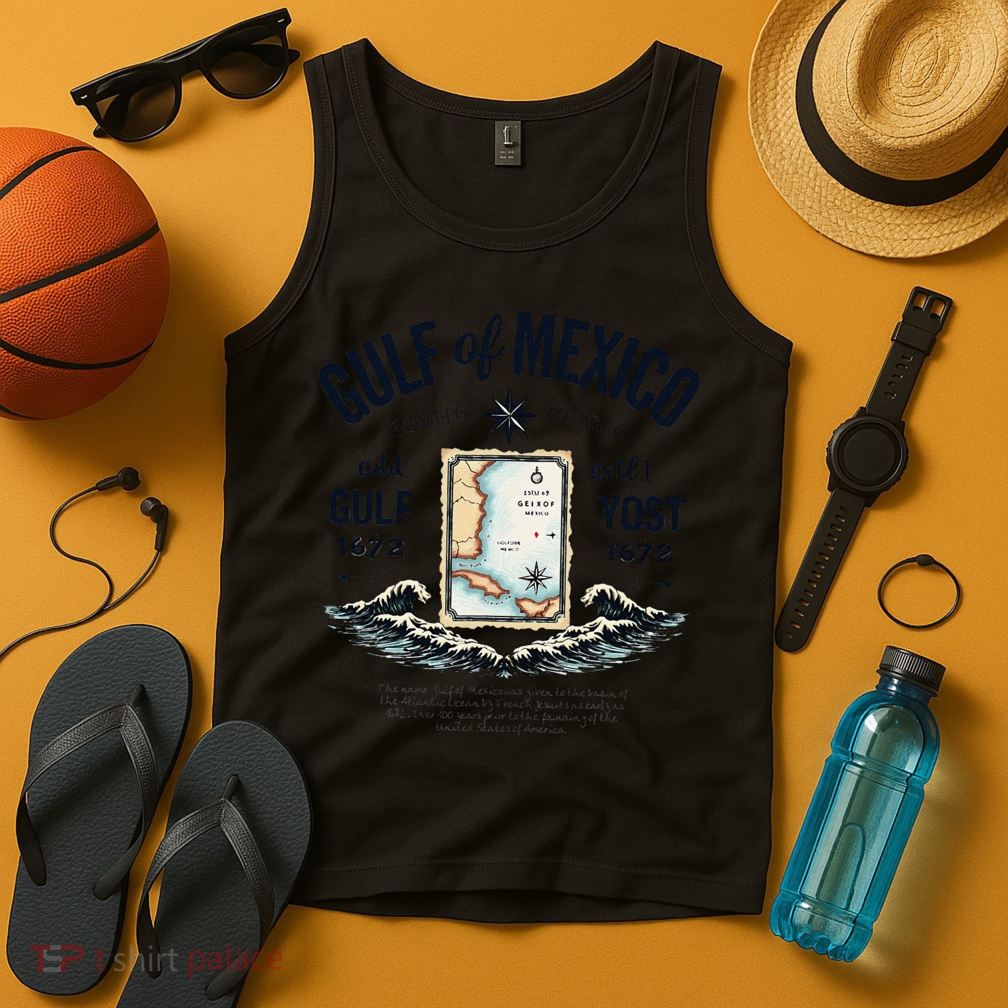 Gulf Of Mexico Since 1672 Historic Map 1672 Funny Tees Tank Top